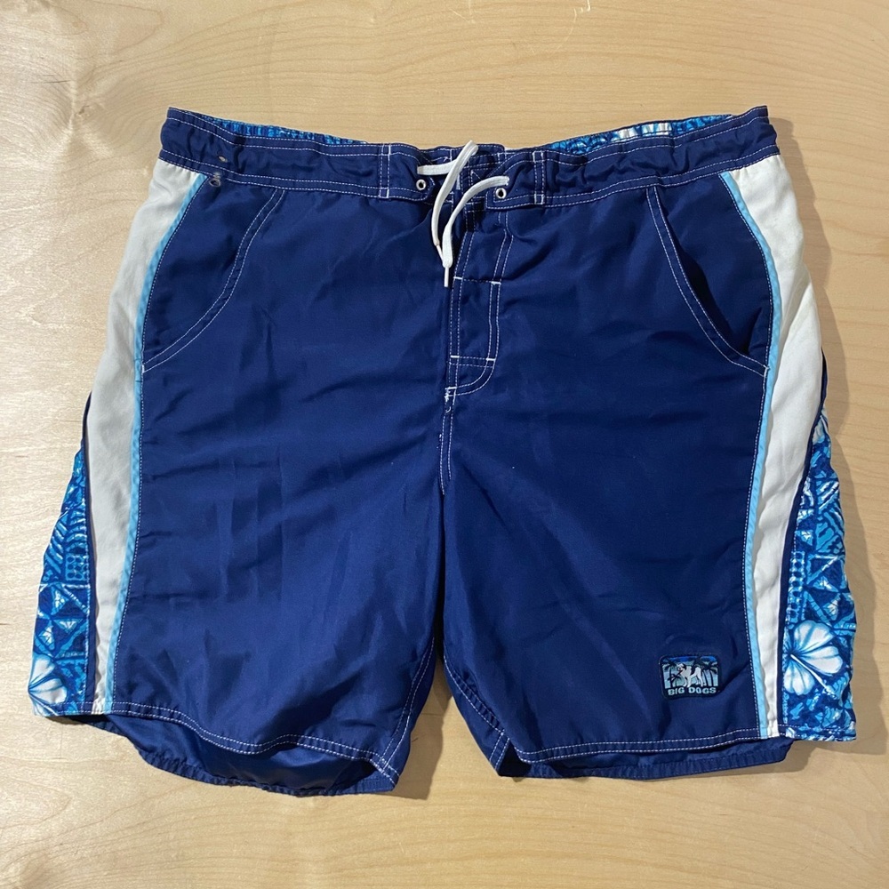 Big Dogs Navy and Light Blue Board Shorts Small (OX)
